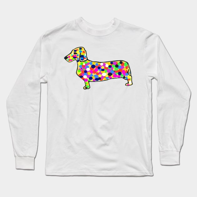 Daschund Mosaic Dots Dog Long Sleeve T-Shirt by Michelle Le Grand